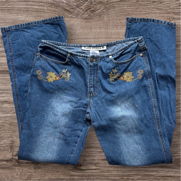 Joe Boxer Beaded Boho Wide Leg Hipster Blue Jeans for Women Size 9 - Picture 2 of 9